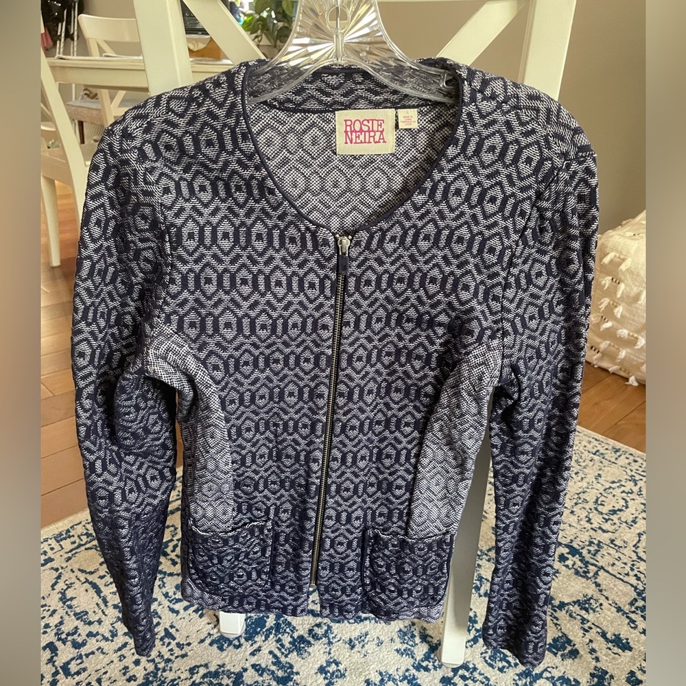 Anthropologie blue 2 toned patterned blazer